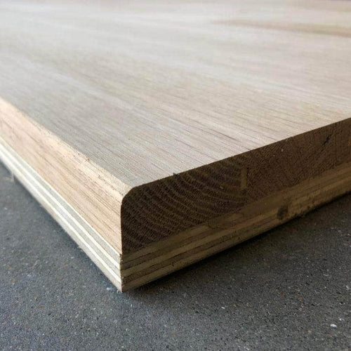 Bois remis en état (réemploi)  -  Panneau bois 250x70 cm, ép. 32 mm, fabriqué à partir de vieux parquet chêne de récupération