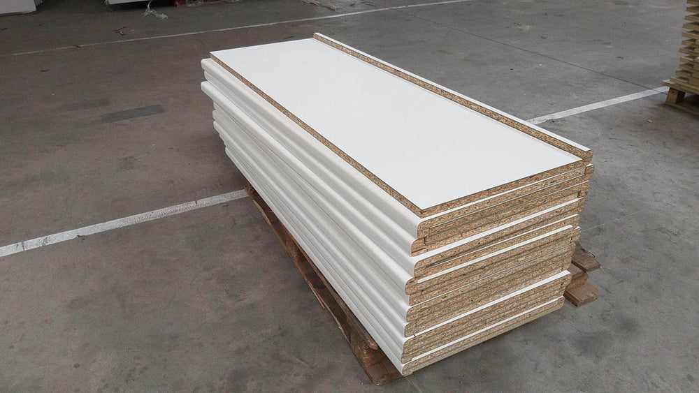 Panneaux (réemploi)  -  Tablettes agglo postformées décor blanc 1375X475 mm, ép.20mm (réemploi)