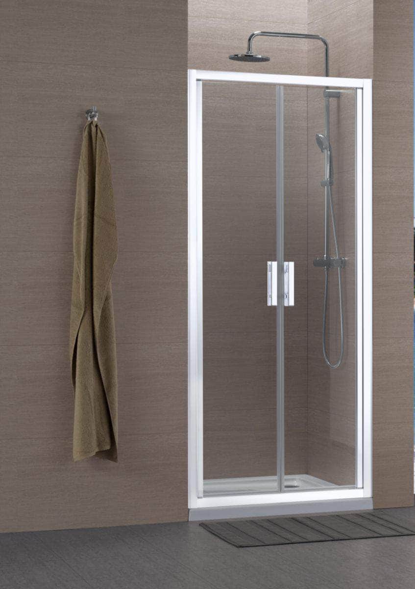 Paroi douche et bain  -  Paroi de douche Alterna Concerto accès de face 2 portes battantes 80 cm profilé blanc verre transparent ALTERNA