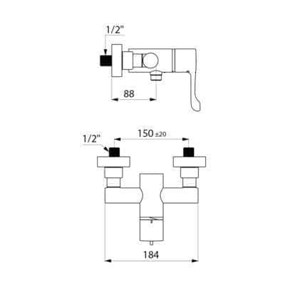 Robinet et colonne  -  Mitigeur de douche thermostatique séquentiel SECURITHERM réf. H9630S DELABIE