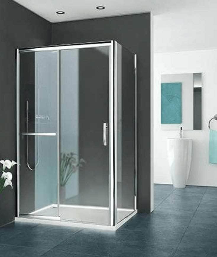 Paroi de douche fixe pour montage avec Paroi de douche EI D2R et EI D2 L, EQUI, largeur 800 mm, hauteur 2000 mm, profilé argent poli, verre Clair traité Anticalcaire Réf. EIFX208020VPE