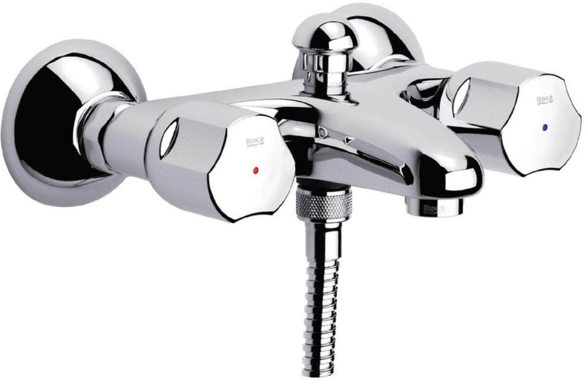 Mélangeur de bain-douche mural NIAGARA+N avec inverseur automatique et  aérateur, sans raccord ni flexible ni douchette, chromé réf. A5A0269C00 ROCA