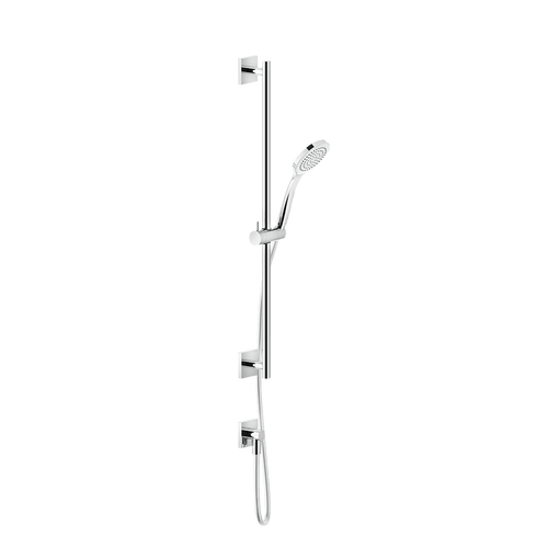 Barre De Douche Gessi Rilievo Complète Avec Douchette Anticalcaire Flexibles 150 M Et Sortie Murale Coudée Métal Noir Pvd Brossé