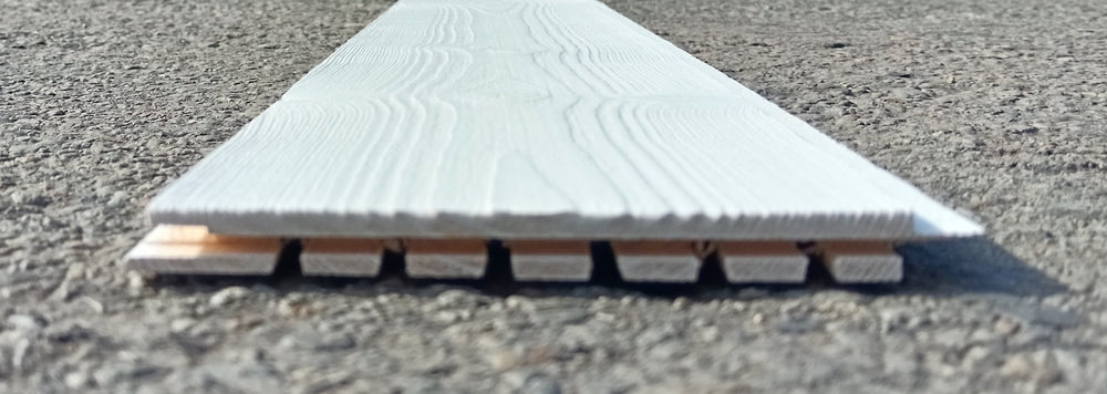 Lambris peint en blanc raboté brossé - 12 x 135 - L=2,05m