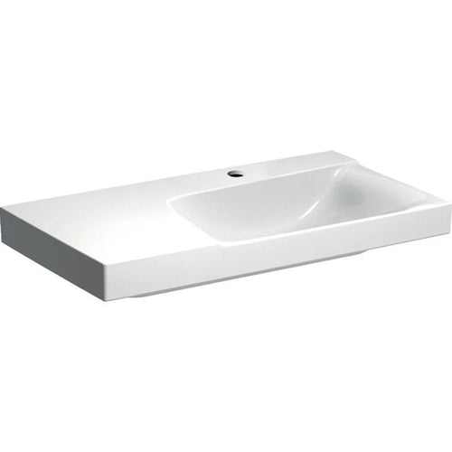 Lavabo 90x48 cm, avec 1 trou, sans trop - plein, avec plage de dépose à gauche, avec KeraTect, blanc 500.535.01.1 Geberit Xeno 2