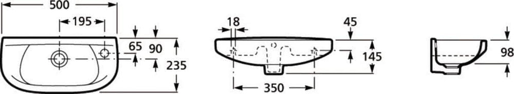 Lave - mains gain de place POLO Lg : 50 cm Céramique Blanc Réf. WM815S11Z0010F1 ROCA