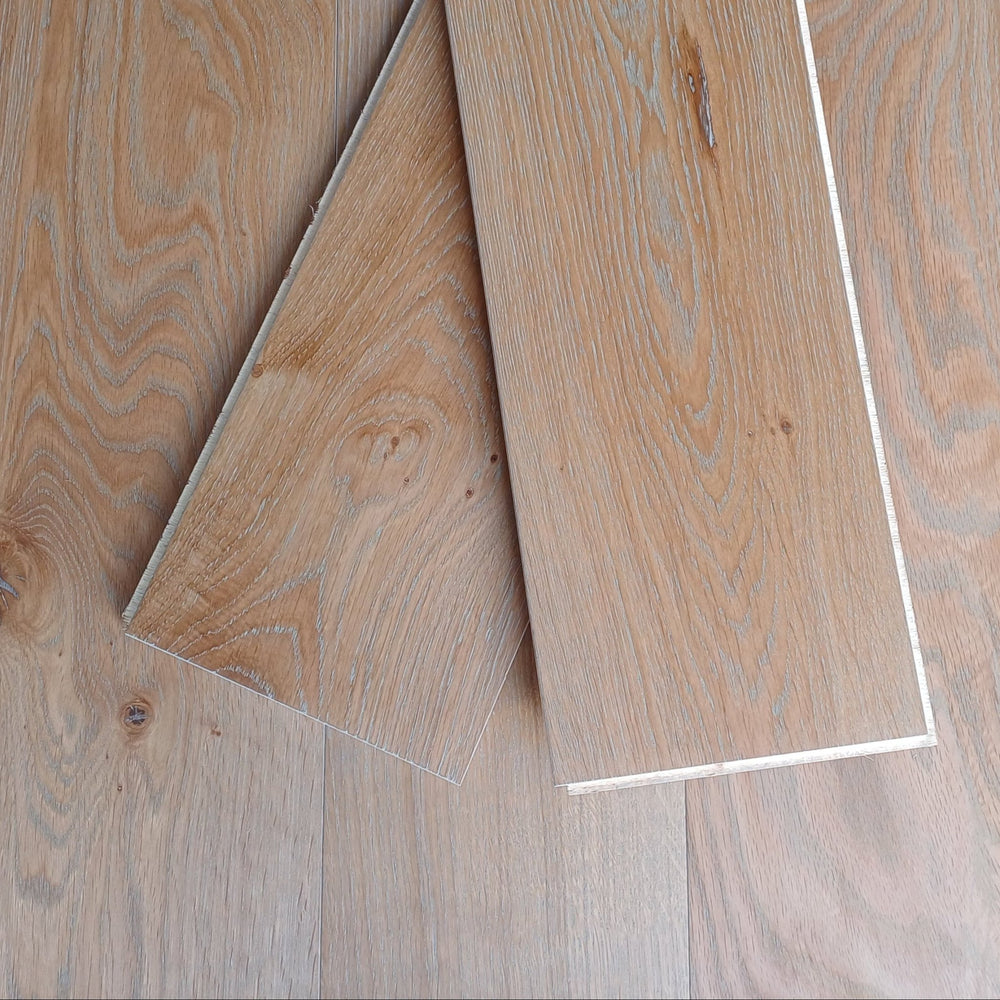 Parquet Contrecollé Diva 184x500 - 2000 Rainures Languette 15mm Chene Authentique Huilé Flanelle (4 chanfreins)