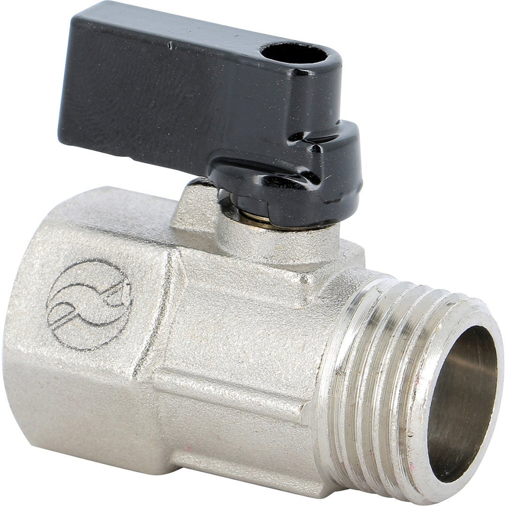 Robinet à tournant sphérique poignée papillon rouge MINI Laiton nickelé MF 1/4 SFERACO