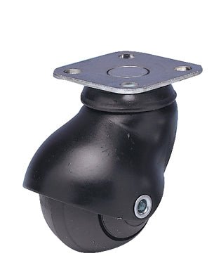Roulette décorative à platine pivotante caoutchouc noir Ø50mm - Charge supportée 45 kg - GUITEL.M