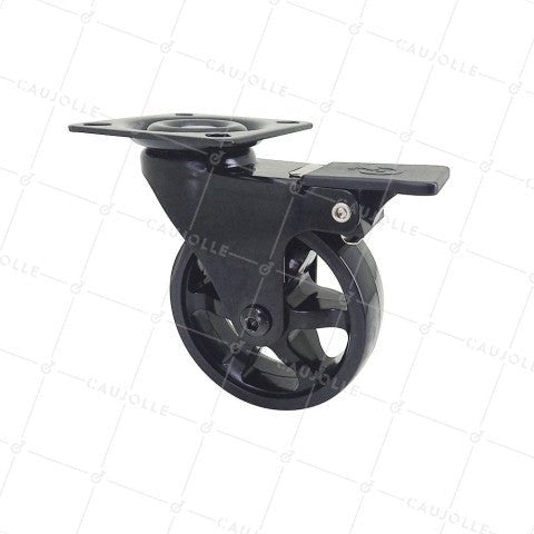 Roulette Design Noire A Frein Roue Nylon Diamètre 75 Mm Charge 45Kg - Blacknylon 75Paf