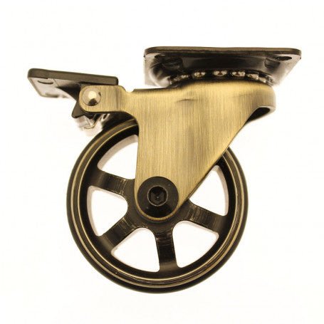 Roulette Design Or de 50 mm sur Platine avec Frein.