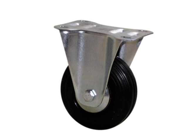 Roulette manutention fixe à platine caoutchouc noir Ø80mm charge 80kg - CIME
