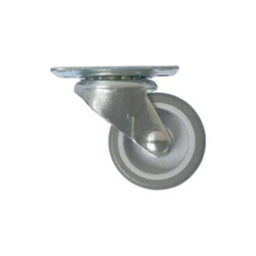 Roulette pivotante à platine caoutchouc gris non tâchant Ø42mm charge 15kg - CIME