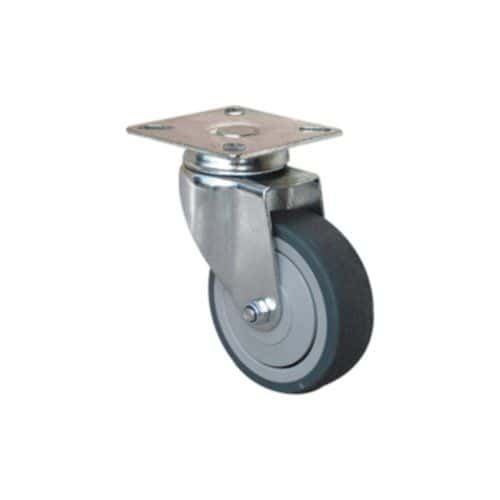 Roulette pivotante à platine caoutchouc noir Ø100mm charge 70kg - CIME