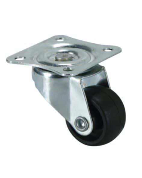Roulette pivotante à platine caoutchouc noir Ø25mm charge 12kg - CIME