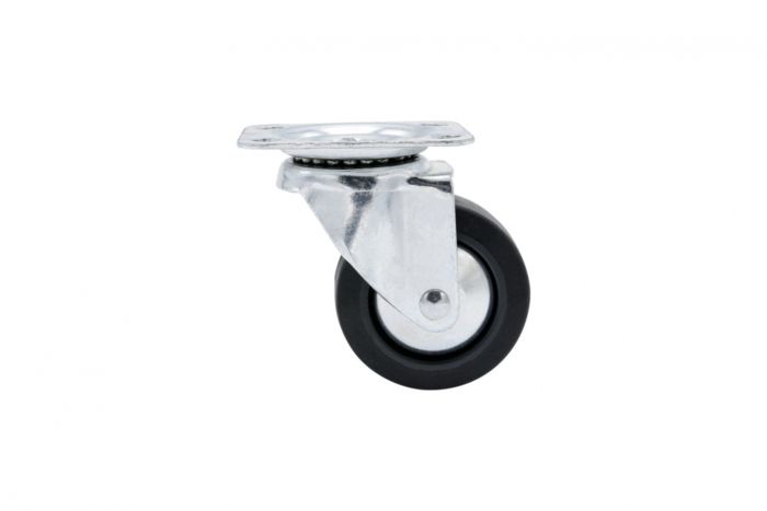 Roulette pivotante à platine caoutchouc noir Ø65mm charge 65kg - CIME