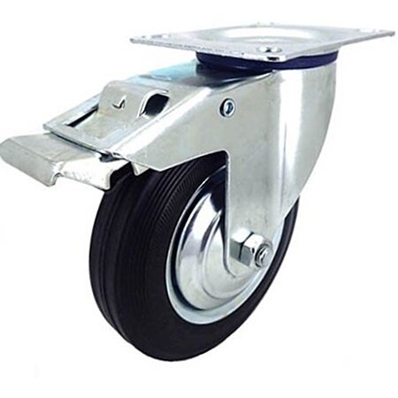 Roulette Pivotante À Platine Galet Caoutchouc Diam 160 A Frein CAUJOLLE