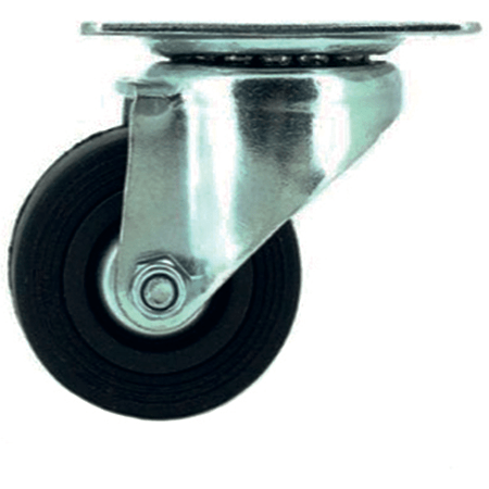 Roulette Pivotante a platine galet caoutchouc ø 50 boulonnee