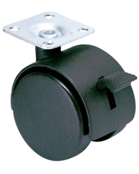 Roulette pivotante à platine polypropylène noir avec frein Ø50mm charge 40kg - CIME