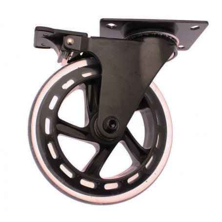 Roulette Transparente Noire à Platine Pivotante avec Frein