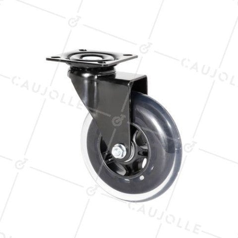 Roulette Transparente Noire à Platine Pivotante D 100
