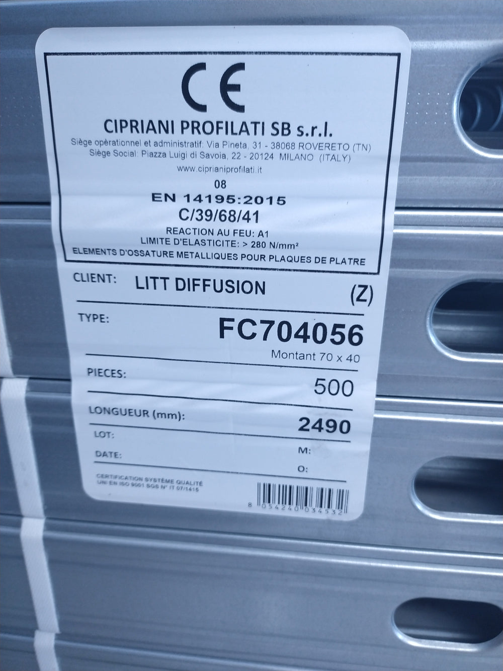 Montant placo 70 - CIPRIANI - L=2.5m