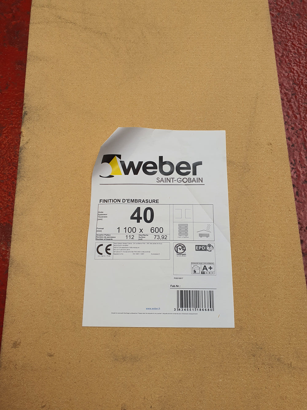 Panneau fibre de bois Weber - R=0.85 - Ep=40mm - 1100x600 — vue 4