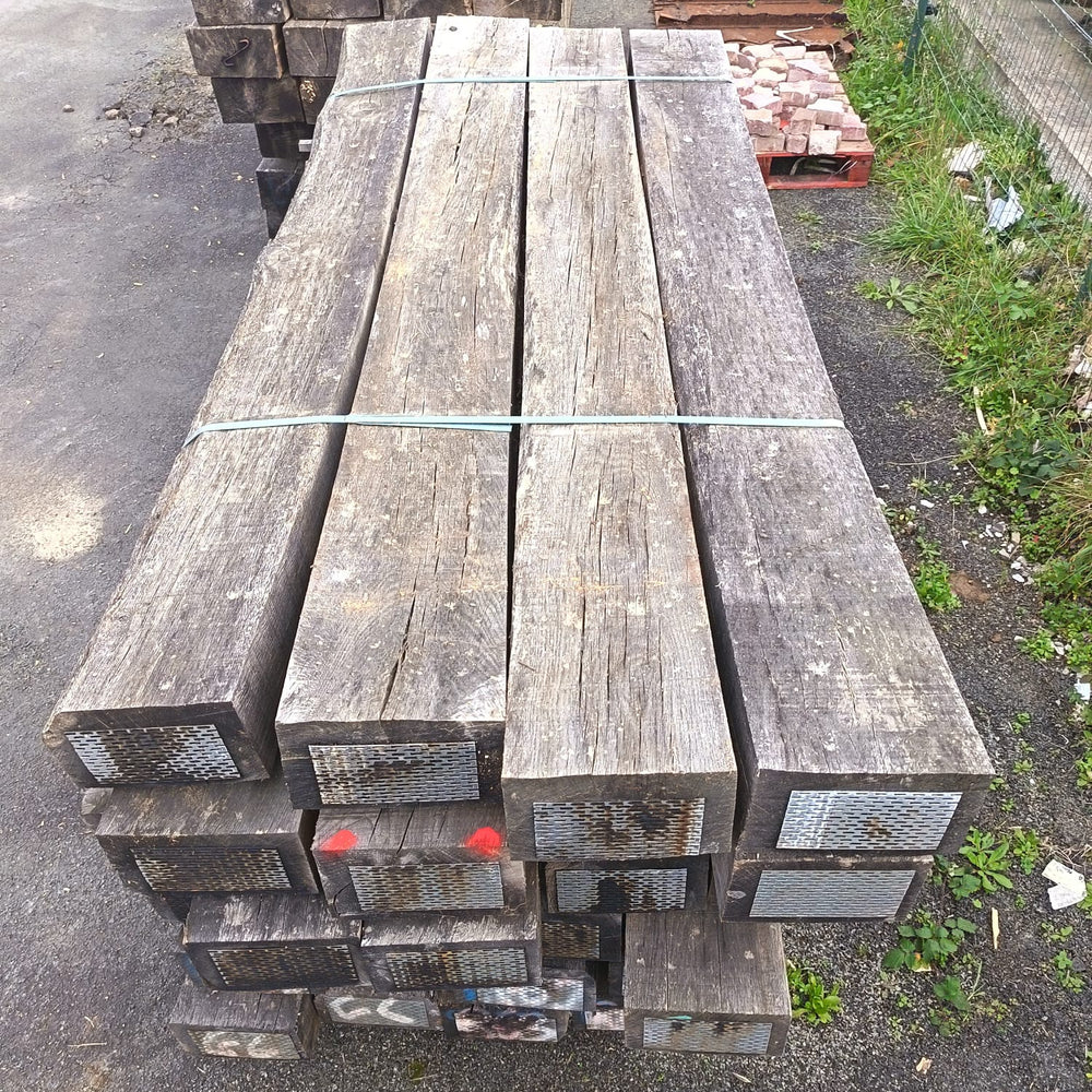 Traverse paysagère chêne bois massif - 120 x 140 - L=2.6m (déclassé - dimensions variables)