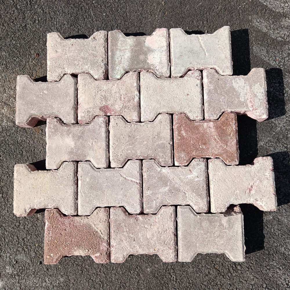 Pavé autobloquant béton rouge - 198 x 165 x 60 mm (forme en I)