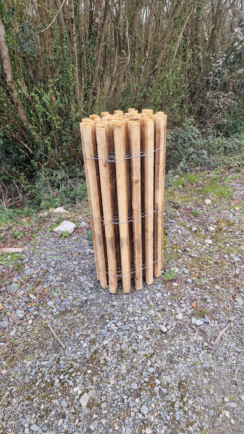 Ganivelle bois massif chêne calibré - hauteur 100 cm - L=5m - non appointée (ecart 4/5 cm)