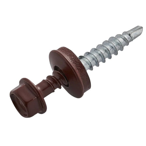 100 vis autoperceuses avec rondelle pour bac acier rooftile brun rouge - SEDPA