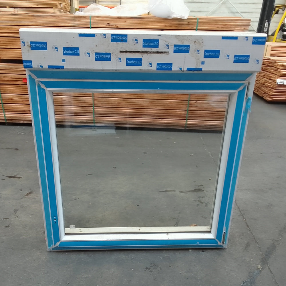 Fenêtre PVC blanc 9016 satine classe 1 - 1150 x 1150 mm - Bouvet Thermience droite VRI