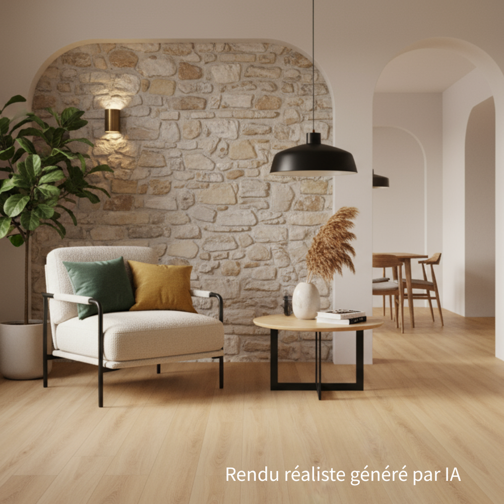 Sol PVC SPC clipsable chêne 3702 - usage résidentiel - sous-couche intégrée - 1220 x 178 x 5,0 mm