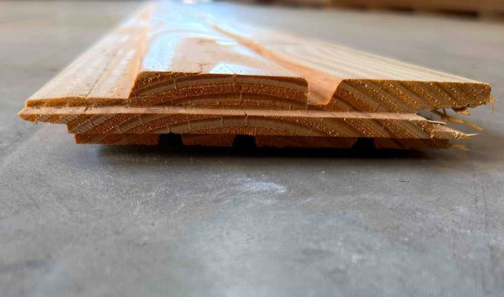 Bardage douglas naturel faux-claire-voie - 21x122 - L=4,0m (profil aero)