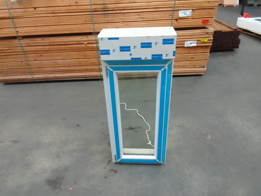 Fenêtre PVC blanc 9016 satine classe 1 - 1150 x 500 mm - Bouvet Thermience gauche VRI