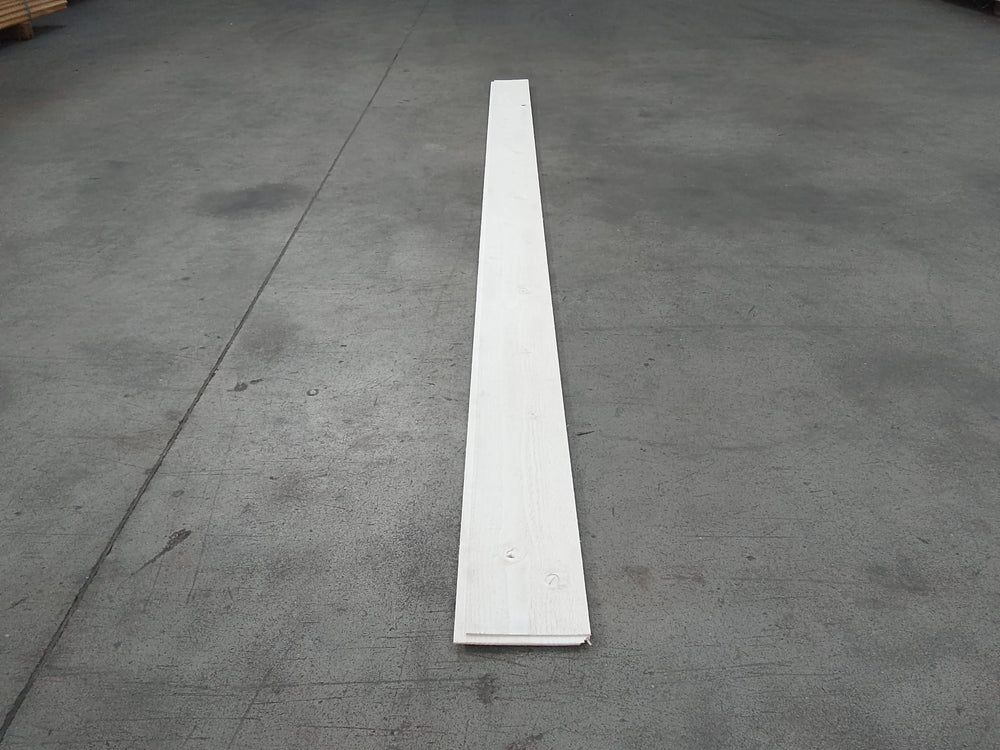 Lambris peint en blanc - brut de sciage - 9x105 - L=2,05m (déclassé)