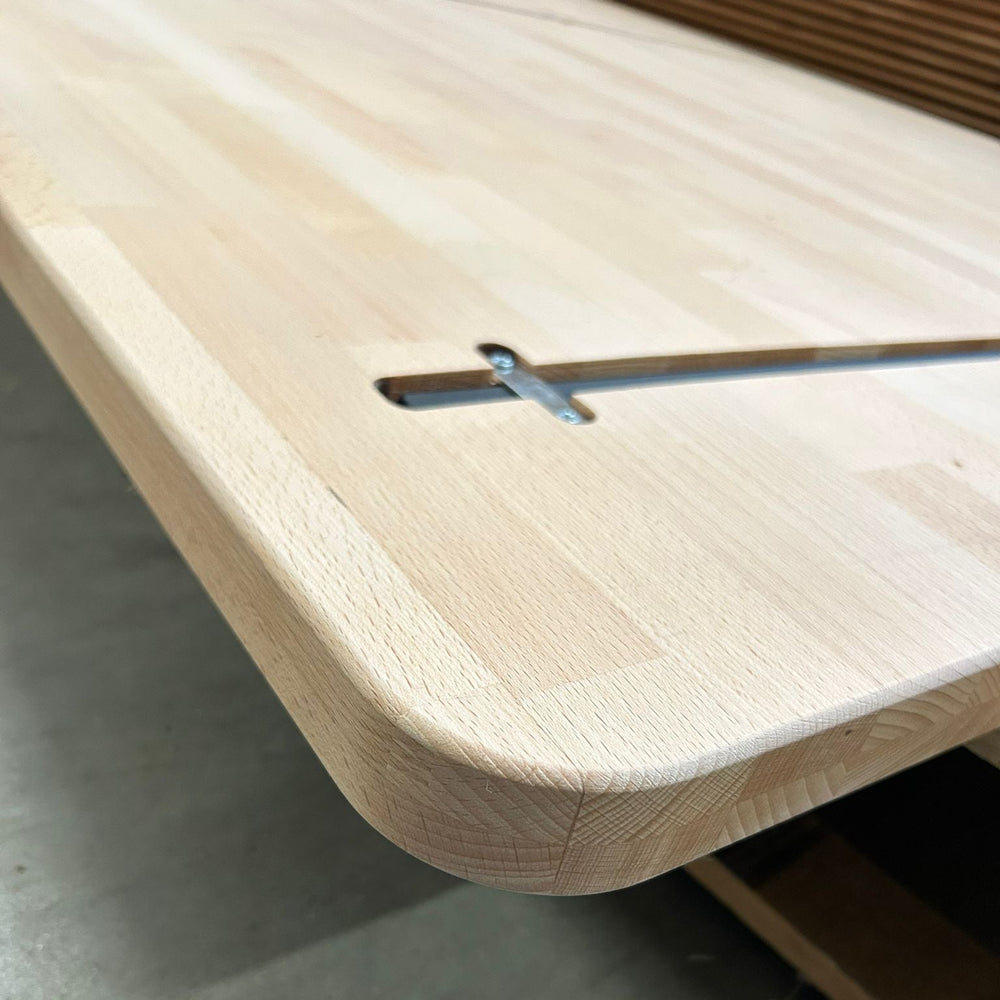 Plateau de table en Hévéa - coins arrondis -2120 x 1255 x 38 mm