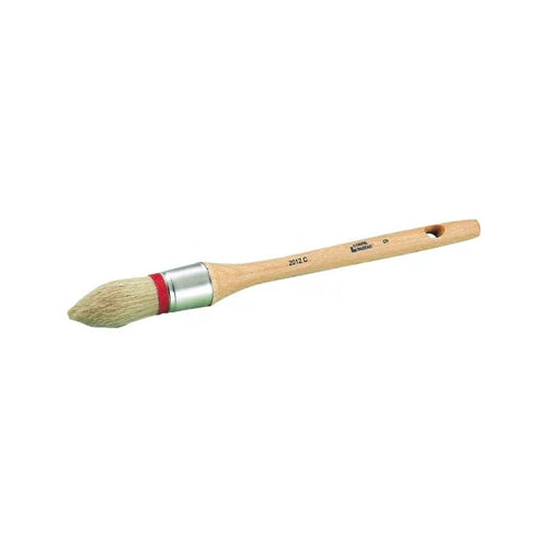 Brosse À Rechampir Universelle - Mélange Soies Et Synthétique - Montée Sur Fleur - Virole Inox - Collet Ficelle Rouge Sur Les Tailles 2 À 8 - Manche Bois Verni - PEFC