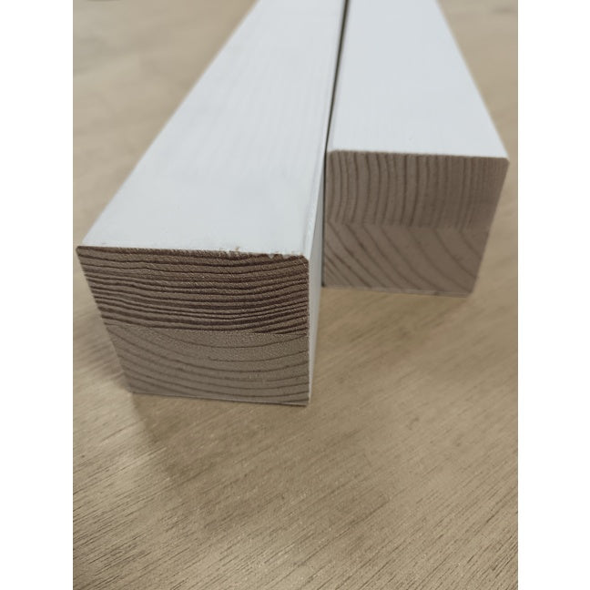 Tasseau décoratif pin bois massif abouté - 50 x 50 - L=1.9m vernis blanc
