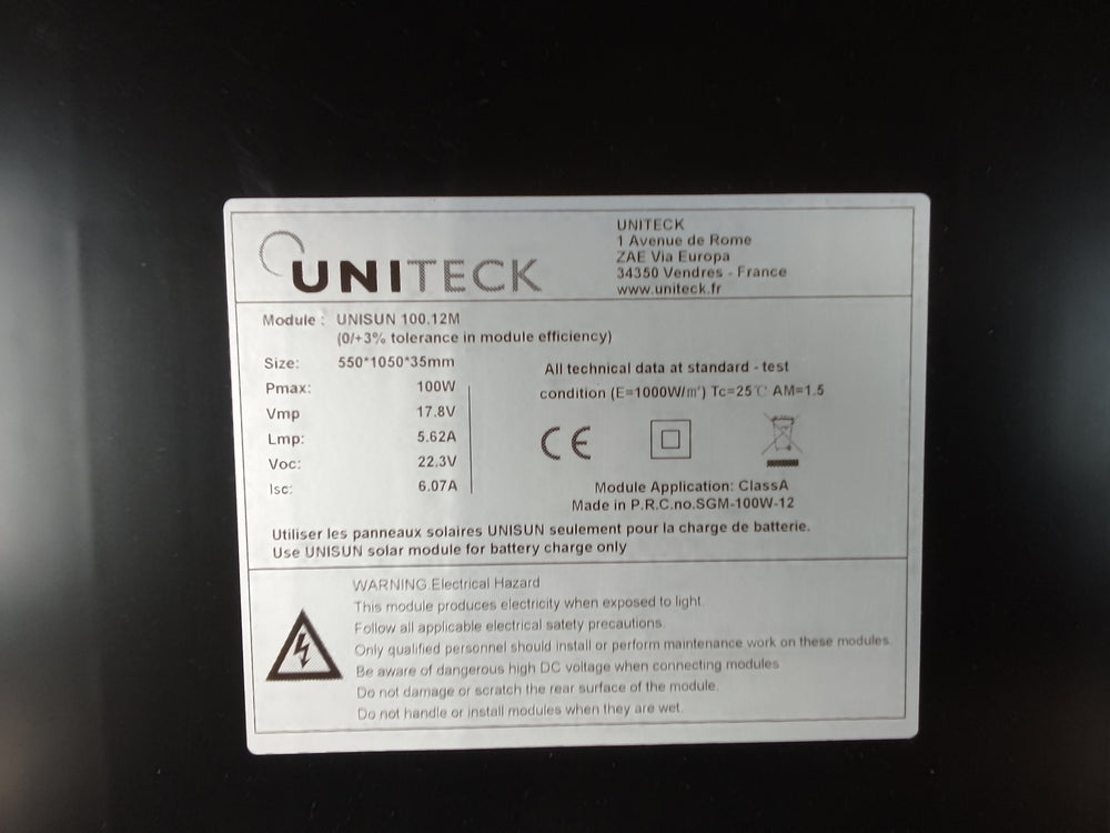 Panneaux solaire  - 1050 x 550 x 35 mm - UNITECK (100.12 M)