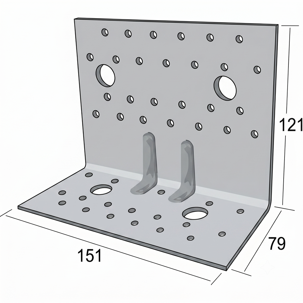Équerre large renforcée  acier galvanisé - 121 x 150 x 79 mm AG922