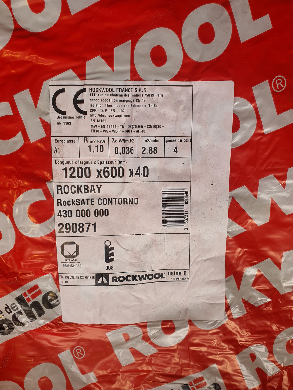 Panneau laine de roche Isover Isocontour - R=1.05 - Ep=40mm - 1200x600 — vue 4