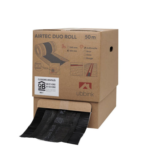 Closoir de faîtage Airtec Duo Roll - anthracite - 50 m x 310 mm Ref 203776