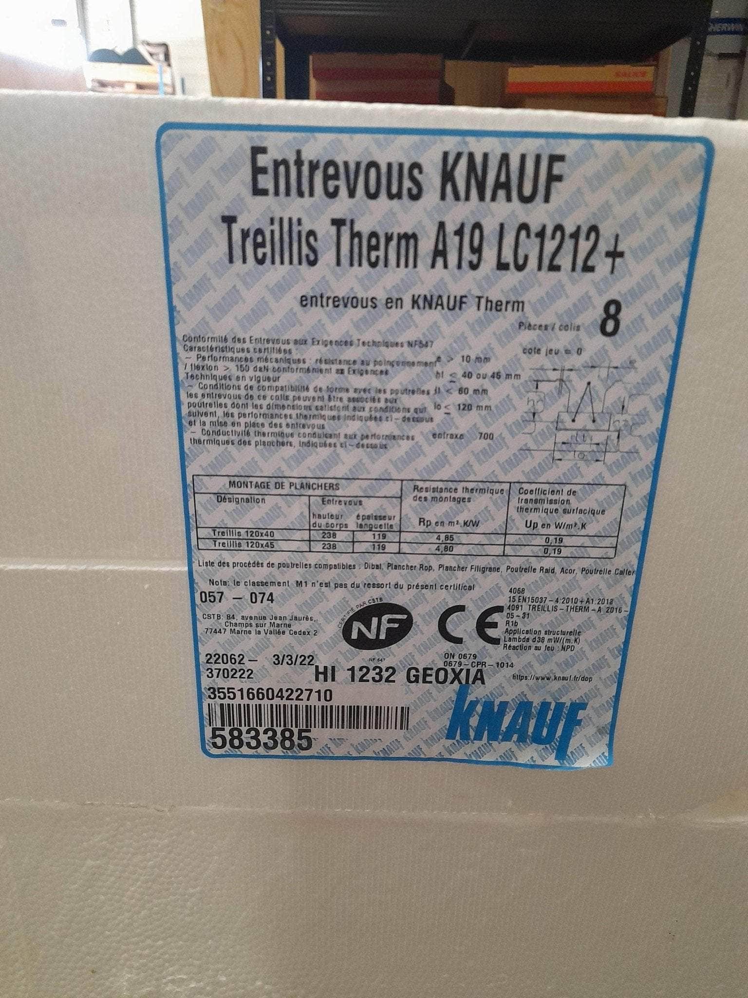Réemploi  -  Entrevous polystyrène Knauf Treillis Therm