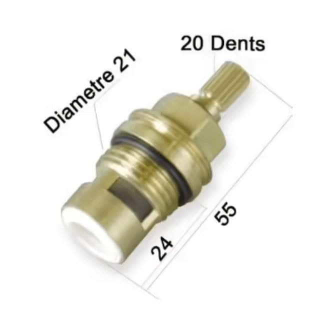 Divers sanitaire  -  Tete ceramique 1/2 tour 20 dents - PD00187