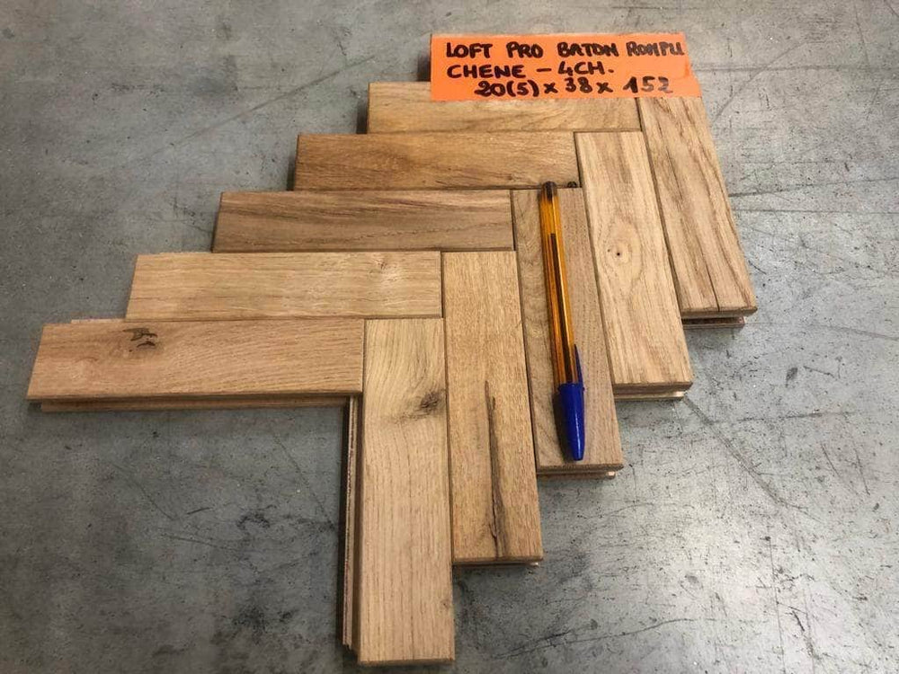 Contrecollé Loft Pro Baton Rompu Mosaïque Chêne Naturel 20(5)*38*152 (4 chanfreins)