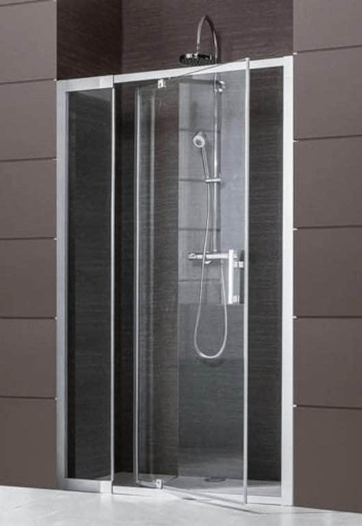 Paroi douche et bain  -  Paroi de douche JAZZ + extension face pivotante à axe excentré 96 cm - 116 cm en verre transparent blanc