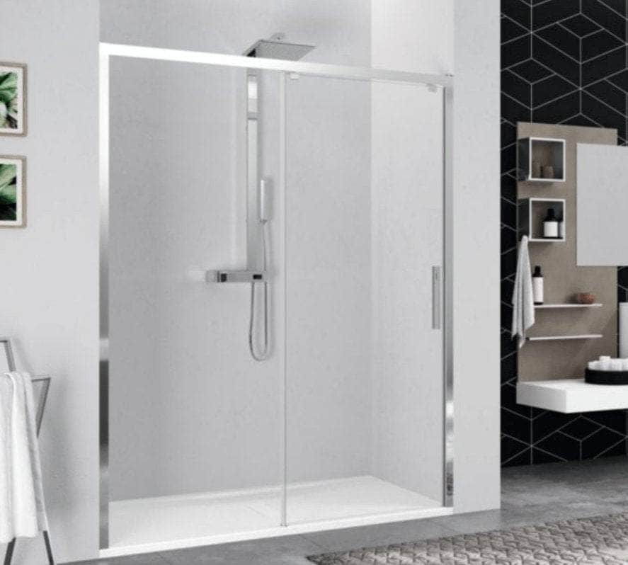 Paroi douche et bain  -  Paroi de douche ouverture 1 porte coulissante avec un fixe en alignement KUADRA 2 2PH gauche extérieur 119-121 cm verre transparent