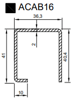 Divers  -  Tube de renfort acier galva ACAB1600, ép : 2 mm, longueur : 6m, section 36,3 x 41 mm