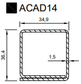 Divers  -  Tube de renfort acier galva ACAD1400, ép : 1,5 mm, longueur : 6m, section 36,4 x 34,9 mm